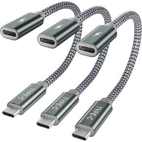 RUXELY USB C Data Blocker Adapter,3PCS Charge Only Type-C Male to Female Defender Cable Protect Against Juice Jacking,USB C Power Connector for iPhone 14 15,Samsung Galaxy S22 S23,iPad Air Tablet,16