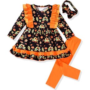 HINTINA Toddler Little Girl Long Sleeve Outfits Tunic Dress Top leggings Pants Fall Winter Clothes Set