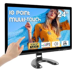 Prechen 24 Inch Touchscreen Monitor, IPS FHD 1080P Touch PC Display with HDMI & VGA & USB, 75Hz, VESA, Built-in Speakers, Computer Touch Screen for Gaming & Business