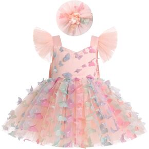 ODASDO Baby Girls Butterfly Dress Toddler Birthday Party Bowknot Tulle Tutu Princess Dresses for Formal Pageant Wedding