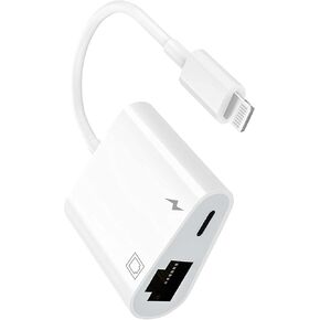[Apple MFi Certified] Lightning to Ethernet Adapter for iPhone,2 in 1 LAN Ethernet Network to Lightning Adapter with Charging for iPhone 14/13/Pro Max/12/11/XS/XR/X/8/7/6/5 iPad 100Mbps Cat 8 7 6
