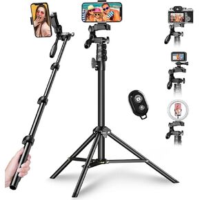Phone Tripod-70 inch Stable & Portable Travel Tripod Stand with Remote, Selfie Stick Tripod Compatible with iPhone 14 Pro Max 13 12,Samsung S22/ Camera/GoPro/Video Recording