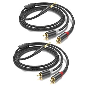 3.5mm to RCA Cable,3.5mm Male to 2RCA Male Audio Stereo Cable for Smartphones, MP3, Tablets, Speakers, HDTV (2PACK / 3.3Feet) (33 FT)