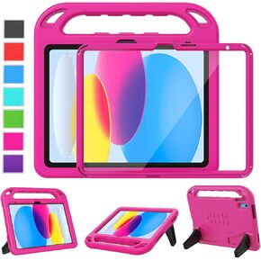 LTROP Kids Case for iPad 10th Generation 10.9 inch 2022, Case [Built-in Screen Protector] Child-Proof Handle Stand Cover Case for iPad 10.9 for Toddler Boy Girl, Blue