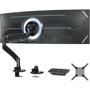 Ultrawide Monitor-Arm Heavy Duty 22-57‘’ - PUTORSEN Aluminum Single Monitor Mount holds up to 59.4lbs, Premium Adjustable Desk Mount Stand, VESA75/100/200mm, Black