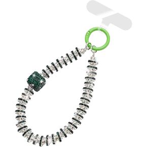 MGQILING Diamond Phone Charm With Phone Tether Tab, Luxury Bling Diamond Pearl Glitter Wrist Strap, Hanging Accessory Anti-loss Phone Lanyard for Women Girls