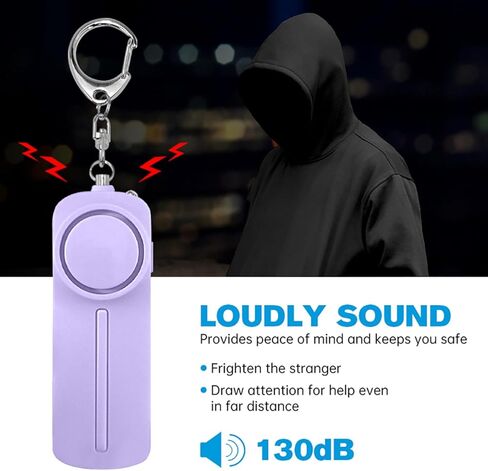 إنذار شخصي من Safesound: رفيقك في الدفاع عن النفس بقدرة 130 ديسيبل - مصباح LED للطوارئ بسلسلة مفاتيح - الأمان والحماية للنساء والفتيات والأطفال وكبار السن (أرجواني، 1) in Saudi Arabia