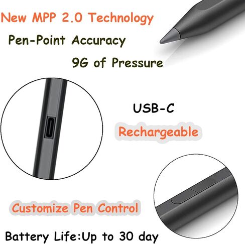 قلم إمالة MPP 2.0 متوافق مع قلم إمالة HP MPP 2.0 القابل لإعادة الشحن (أسود) | متوافق مع HP Omnibook X Flip/Envy X360/Pavilion X360/Specter X360، رفض النخيل (3J122AA) in Kuwait