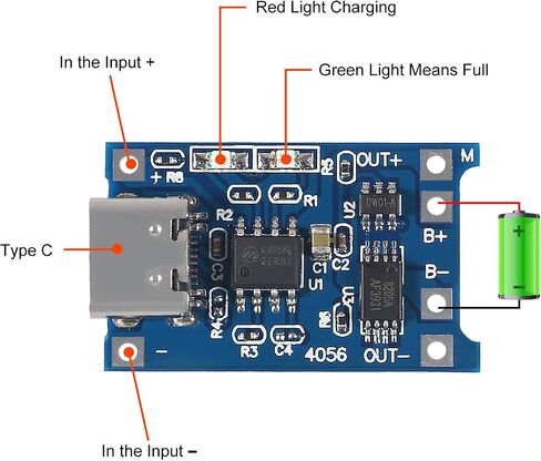 20pcs 18650 Lithium Battery Charging Board TP4056 Mini USB Charging Board 5V 1A with Battery Protection Dual Functions TP4056 Lithium Battery Charge Module in Saudi Arabia