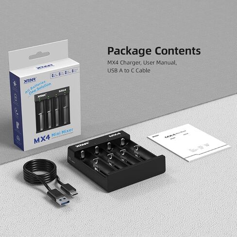 XTAR MX4 intelligent Battery Charger, Upgraded 18650 4 slot charger for 1.5V & 3.6/3.7V Li-ion, 3.2V LiFePO4 & 1.2V Ni-MH Rechargeable Batteries in Saudi Arabia