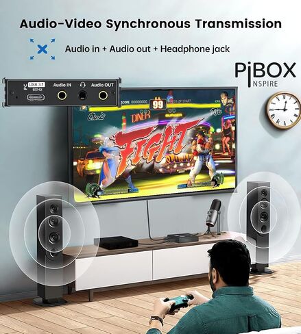PiBox India 4K HDMI Video Capture Card Device PRO for Streaming, Full HD 1080P 60FPS, 4K USB3.0 HDMI to USBC, Mic, Audio in Out, 1080P60 Gaming Live Streaming - MS2131 in Saudi Arabia