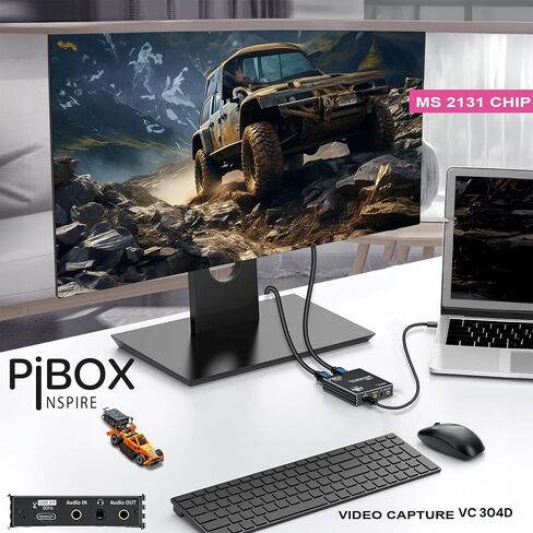 PiBox India 4K HDMI Video Capture Card Device PRO for Streaming, Full HD 1080P 60FPS, 4K USB3.0 HDMI to USBC, Mic, Audio in Out, 1080P60 Gaming Live Streaming - MS2131 in Saudi Arabia