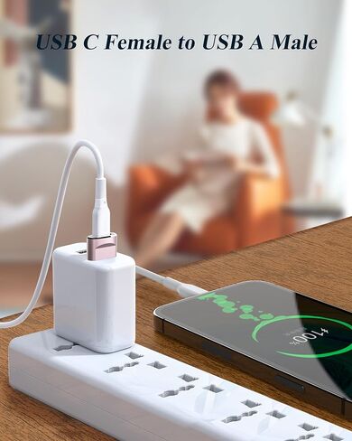 USB C Female to USB A Male Adapter 4 Pack, Type C Charger Cable Power Converte Compatible with Apple Watch Ultra iWatch 8 7, Phone 15 14 13 12 11 Pro Plus Max, iPad, Samsung Galaxy S23 S22 in Saudi Arabia
