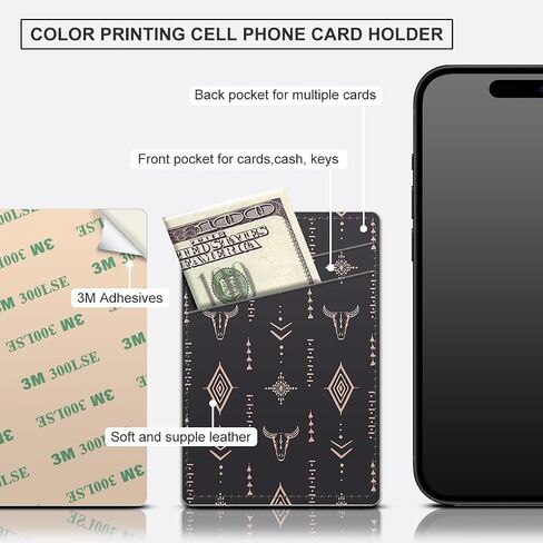 حامل بطاقات لجراب الهاتف، حامل بطاقات الهاتف جلد، محفظة هاتف بجيب مزدوج لهاتف iPhone، والهاتف الخلوي Android - بقرة in Kuwait