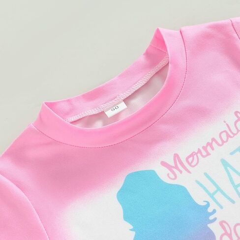 Toddler Baby Girl Summer Clothes Short Sleeve Mermaid T-Shirt Top Fish Scale Bell Bottom Pants 2Pcs Outfit in Saudi Arabia
