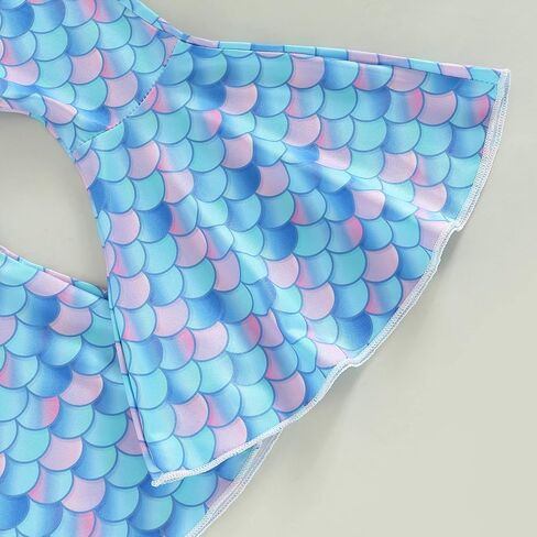Toddler Baby Girl Summer Clothes Short Sleeve Mermaid T-Shirt Top Fish Scale Bell Bottom Pants 2Pcs Outfit in Saudi Arabia