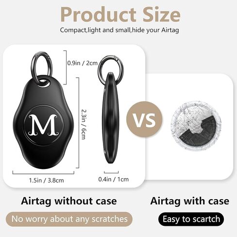 2PACK شخصية أولية لحامل Airtag لسلسلة مفاتيح Apple Airtag/غطاء حماية Airtag لملحقات AirTags in Saudi Arabia