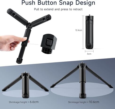 1/4 Mini Tripod, Tabletop Desktop Stand Compact Tripod with 1/4" Screw for weeylite K21 Stick Light, S03/S05 Pocket Photo Light, Camera, Smooth 4, Osmo Mobile, Vimble 2, Gimbal Handle Grip Stabilizer in Saudi Arabia