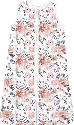 TotAha Pink FloralToddler Sleep Sack 2T-3T-4T for Girl, 0.5 TOG Summer Light Sleeping Sacks, Soft Wearable Blanket Baby Sleep Bag with 2-way Zipper in Saudi Arabia