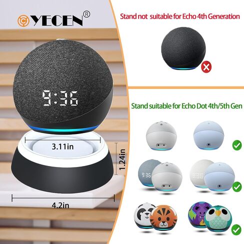 Table Stand for Echo Dot 5th Generation, C YECEN Desktop Holder Mount for Echo Dot 5th & 4th Gen, Base Bracket with Light Guide and with Built-in Cable Management,Charcoal in Kuwait