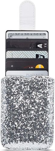 Fusicase [2 Pack Credit Card Holder for Back of Phone Glitter Card Wallet Stick with Card Slot PU Leather Pocket Pouch Sleeve with Bling Sparkle Shiny Design Cute Sticker Wallet for Phone Case in Saudi Arabia