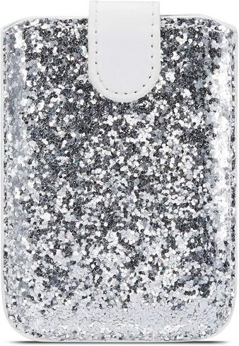 Fusicase [2 Pack Credit Card Holder for Back of Phone Glitter Card Wallet Stick with Card Slot PU Leather Pocket Pouch Sleeve with Bling Sparkle Shiny Design Cute Sticker Wallet for Phone Case in Saudi Arabia