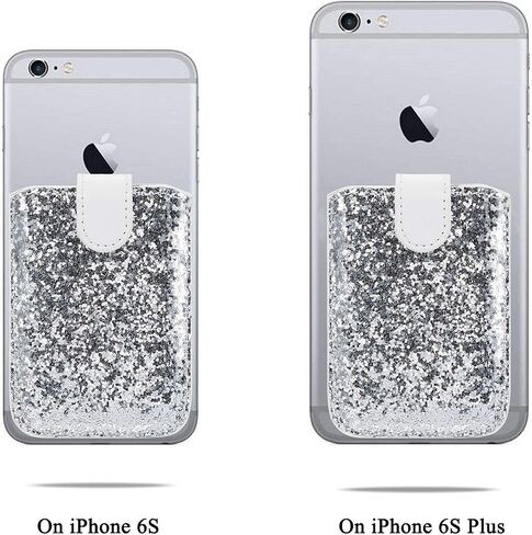 Fusicase [2 Pack Credit Card Holder for Back of Phone Glitter Card Wallet Stick with Card Slot PU Leather Pocket Pouch Sleeve with Bling Sparkle Shiny Design Cute Sticker Wallet for Phone Case in Saudi Arabia