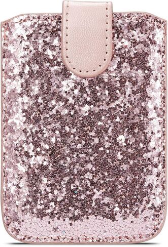 Fusicase [2 Pack Credit Card Holder for Back of Phone Glitter Card Wallet Stick with Card Slot PU Leather Pocket Pouch Sleeve with Bling Sparkle Shiny Design Cute Sticker Wallet for Phone Case in Saudi Arabia