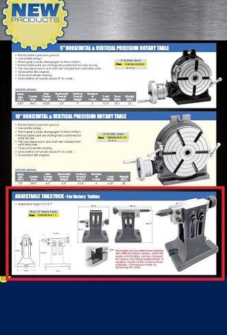 HHIP 3906-2411 5.2-8.1" Adjustable Tailstock for 8-12" Rotary Tables in Saudi Arabia
