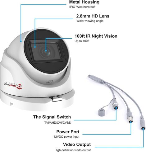 نظام كاميرا أمان Anpviz 8CH CCTV في الهواء الطلق، 8 قطع كاميرات مراقبة تناظرية على شكل قبة 5 ميجابكسل مع اكتشاف الإنسان/المركبة، H.265+ 8 قنوات مراقبة DVR مع محرك أقراص ثابتة 2 تيرابايت، رؤية ليلية 100 قدم in Kuwait