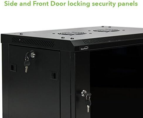 Navepoint 9U Deluxe IT حاوية خزانة مثبتة على الحائط مقاس 19 بوصة رف شبكة الخادم مع قفل باب زجاجي مقاس 24 بوصة أسود عميق مع أرفف in Kuwait