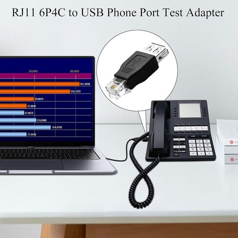 محول خط هاتف QIANRENON RJ11 إلى USB RJ11 6P4C ذكر إلى USB A أنثى محول مودم 4Pin RJ11 إلى موصل اختبار واجهة الهاتف USB، لمودم جهاز فاكس للاتصالات الهاتفية، قطعتان in Saudi Arabia