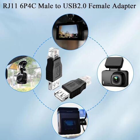 محول خط هاتف QIANRENON RJ11 إلى USB RJ11 6P4C ذكر إلى USB A أنثى محول مودم 4Pin RJ11 إلى موصل اختبار واجهة الهاتف USB، لمودم جهاز فاكس للاتصالات الهاتفية، قطعتان in Saudi Arabia