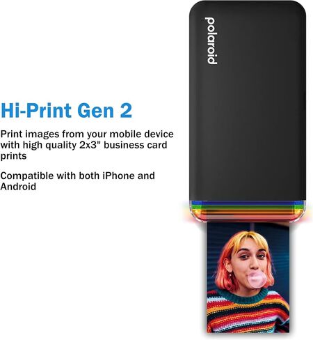 Polaroid Hi Print + 20 حزمة صور، طابعة هاتف من الجيل الثاني، طابعة صور جيب 2 × 3، طابعة صور بلوتوث محمولة لقماش تنظيف iPhone وAndroid in Saudi Arabia
