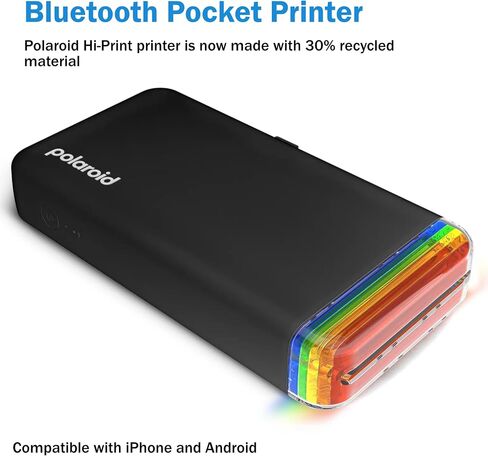 Polaroid Hi Print + 20 حزمة صور، طابعة هاتف من الجيل الثاني، طابعة صور جيب 2 × 3، طابعة صور بلوتوث محمولة لقماش تنظيف iPhone وAndroid in Saudi Arabia