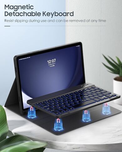 MoKo Keyboard Case for Galaxy Tab A9 Plus Case with Keyboard, Samsung Galaxy Tab A9+ Keyboard Case with S Pen Holder&Backlit, Magnetic Detachable Keyboard for Galaxy Tab A9+ 11" 2023, Black Notebook in Saudi Arabia