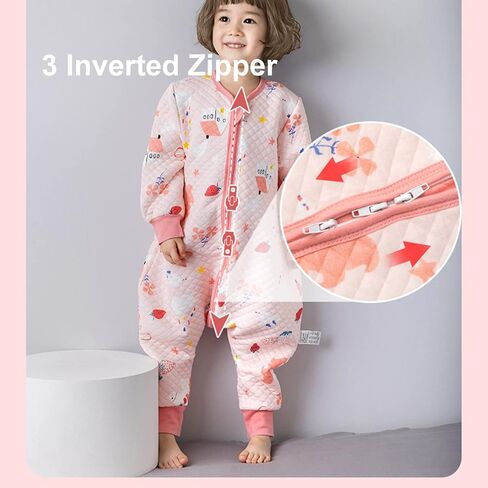 Baby Toddler Sleep Sack Wearable Blanket with Legs 1.5 TOG Sleep Bag with Zipper Dinosaur Car Bus Strawberry in Saudi Arabia
