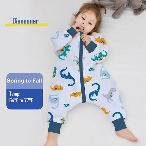 Baby Toddler Sleep Sack Wearable Blanket with Legs 1.5 TOG Sleep Bag with Zipper Dinosaur Car Bus Strawberry in Saudi Arabia