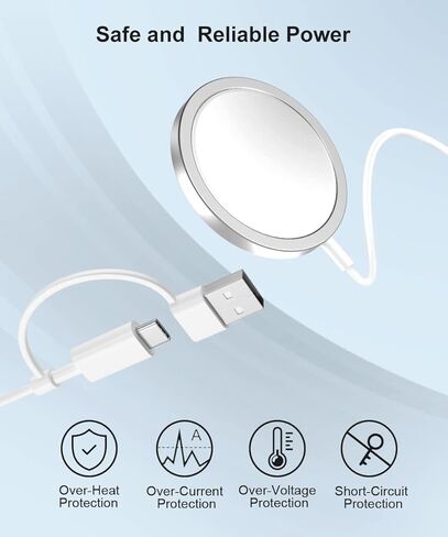 شاحن Basesailor المغناطيسي مع محول USB C، قاعدة شحن محمولة للسفر لـ MagSafe، iPhone 16 15 14 13 12 Pro Max Mini، SE XR XS، AirPods، Samsung Galaxy S24 S23 Z Fold Flip in Kuwait