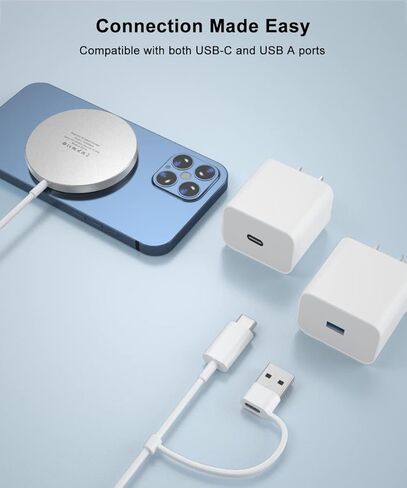 شاحن Basesailor المغناطيسي مع محول USB C، قاعدة شحن محمولة للسفر لـ MagSafe، iPhone 16 15 14 13 12 Pro Max Mini، SE XR XS، AirPods، Samsung Galaxy S24 S23 Z Fold Flip in Kuwait