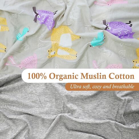 Moonybaby Baby Crib Sheet - 100% Organic Cotton Crib Sheet Unisex - for Standard Crib and Toddler Mattresses – 2 Pack (Grey and Jersey with Animal Printing) in Saudi Arabia