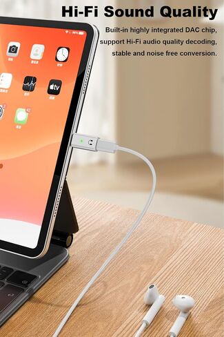 AreMe USB C to Lightning Headphone Adapter, Type C Male to Lightning Female Converter for Lightning Earphone, iPhone 15 Series,iPad Air, Not Support Lavalier Microphone, Charging and Data (Grey) in Saudi Arabia