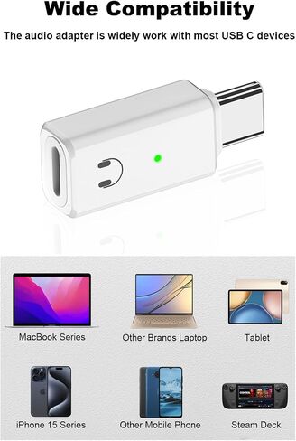 AreMe USB C to Lightning Headphone Adapter, Type C Male to Lightning Female Converter for Lightning Earphone, iPhone 15 Series,iPad Air, Not Support Lavalier Microphone, Charging and Data (Grey) in Saudi Arabia
