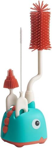 Rabbit Baba Silicone 4-in-1 Baby Bottle Brush Set,Nipple Brush, Bottle Brush, Straw Brush， Safe and Durable, Easy to Clean and Dry，4 Count，Cleaning Set，Uniform Storage Base，Draining Base (Green Base) in Saudi Arabia