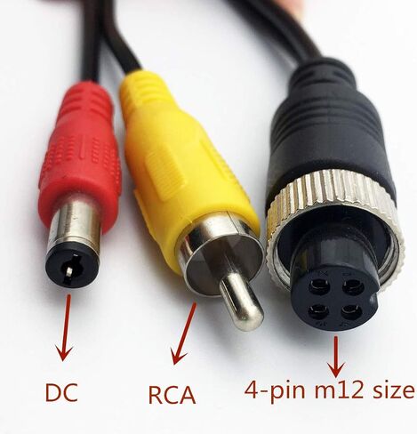 WANYING (2 قطعة حزمة) M12 محول 4 دبوس أنثى الطيران التوصيل إلى RCA AV + تيار مستمر ذكر تمديد كابل لكاميرا السيارة in Saudi Arabia