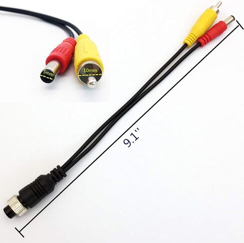 WANYING (2 قطعة حزمة) M12 محول 4 دبوس أنثى الطيران التوصيل إلى RCA AV + تيار مستمر ذكر تمديد كابل لكاميرا السيارة in Saudi Arabia