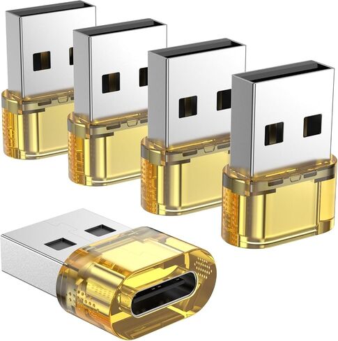 5 محولات USB إلى USB C، محول شاحن ذكر إلى نوع C أنثى متوافق مع ساعة Apple، iPhone 15 14 13 12 Pro Max Plus، iPad 9 10 Air 5 Mini 6، السيارة، Samsung Galaxy S23 S24 (برتقالي) in Saudi Arabia