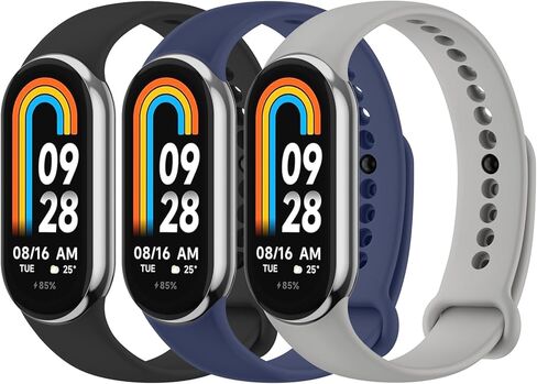 Tobfit 3 عبوات بديلة من الأربطة المتوافقة مع Xiaomi Smart Band 8، حزام معصم رياضي ناعم من السيليكون قابل للتعديل للنساء والرجال لساعة Xiaomi Mi Band 8 Traker الذكية in Kuwait