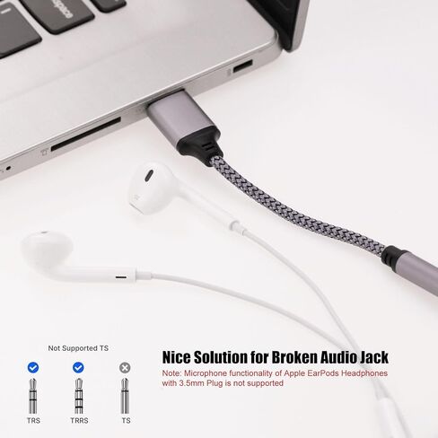 USB to 3.5mm Jack Audio Adapter, USB to Audio Aux Cable External Stereo Sound Card, USB to 3.5mm TRRS Female Headset for PS4/PS5/Headphone/Mac/Linux/Laptop/Desktops/Docking Station in Saudi Arabia
