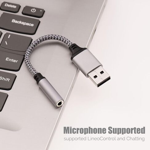 USB to 3.5mm Jack Audio Adapter, USB to Audio Aux Cable External Stereo Sound Card, USB to 3.5mm TRRS Female Headset for PS4/PS5/Headphone/Mac/Linux/Laptop/Desktops/Docking Station in Saudi Arabia